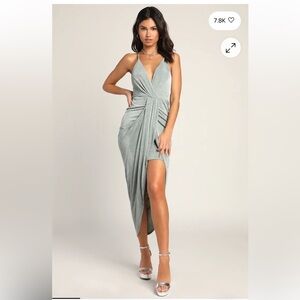 Vici Asymmetrical Dress in Light Gray
